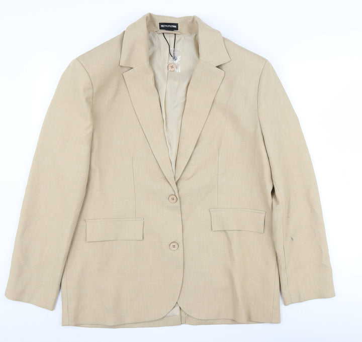PrettyLittleThing Beige Women's Blazer Jacket Size 8
