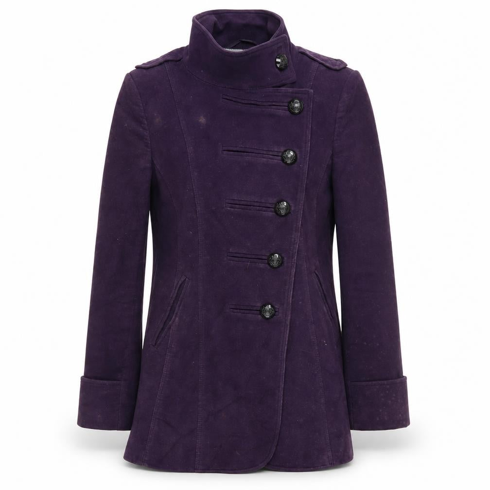 Front view of Next Women's Purple Military Jacket Coat, size 10