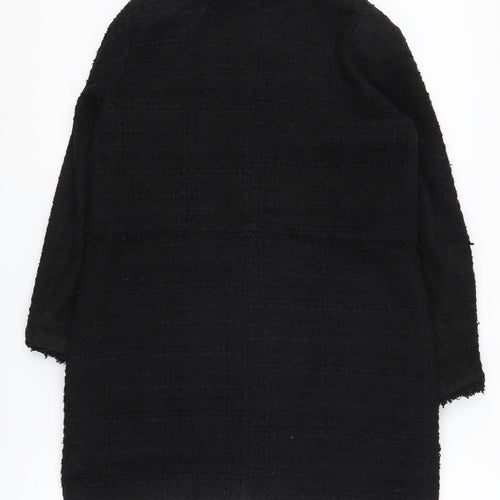 Zara Women's Black Tweed Coat, Size 12, Casual Zip