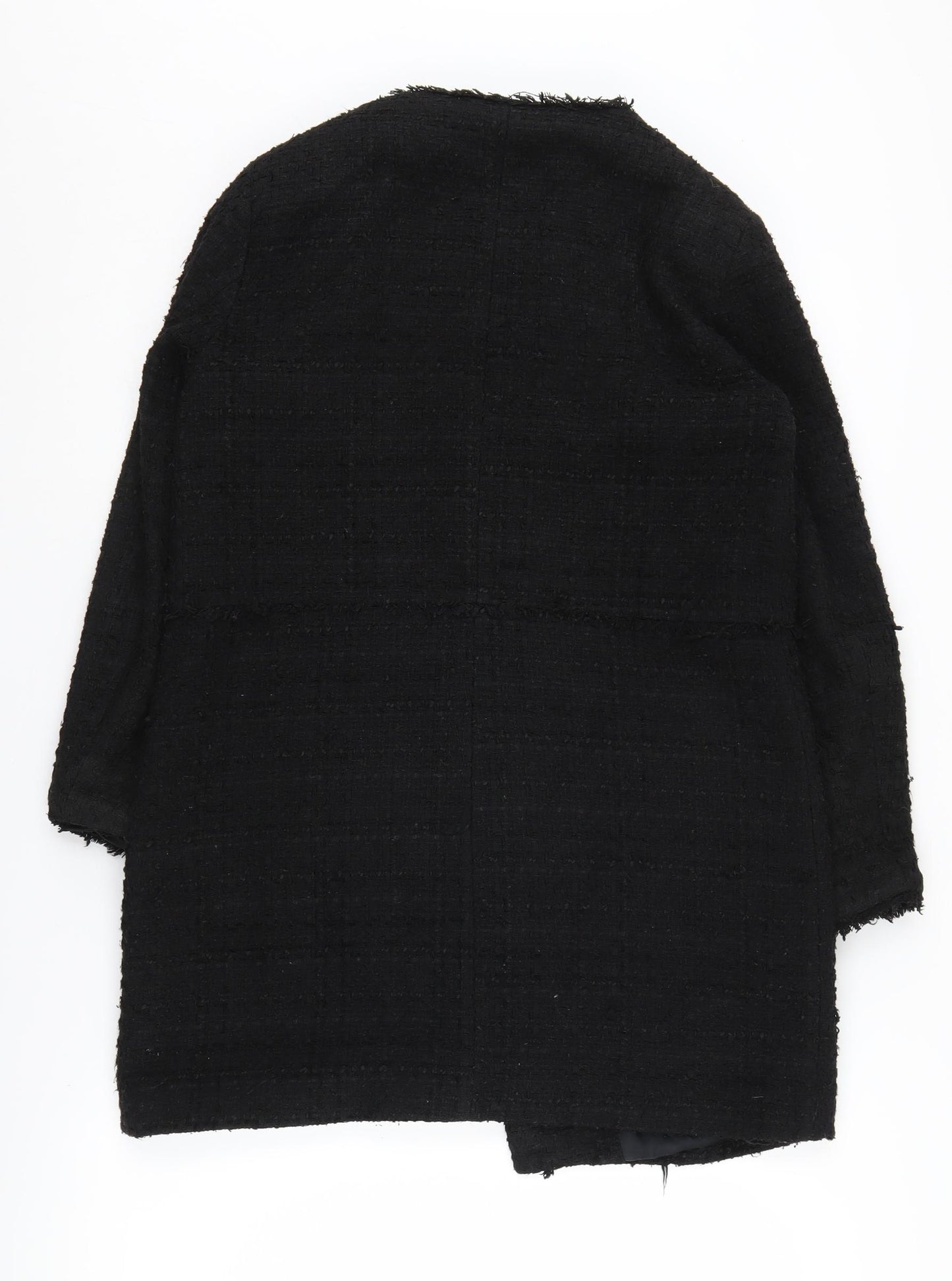 Zara Women's Black Tweed Coat, Size 12, Casual Zip