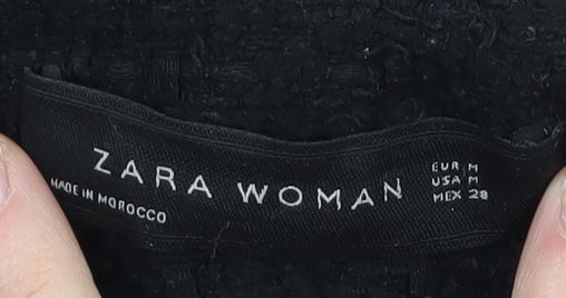 Zara Women's Black Tweed Coat, Size 12, Casual Zip
