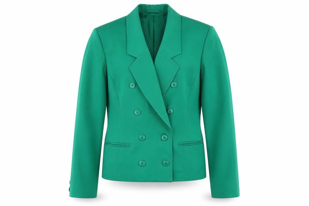 Front view of Country Casuals Women's Green Double Breasted Suit Jacket
