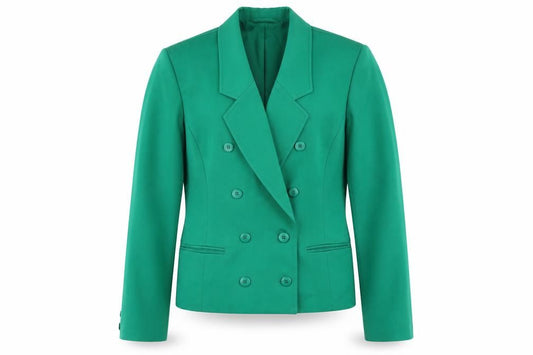 Front view of Country Casuals Women's Green Double Breasted Suit Jacket