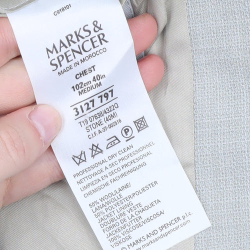 Marks and Spencer Men's Grey Wool Blazer 40R