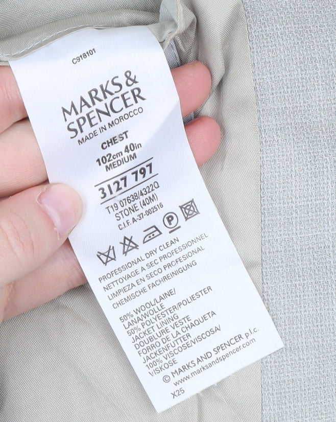 Marks and Spencer Men's Grey Wool Blazer 40R