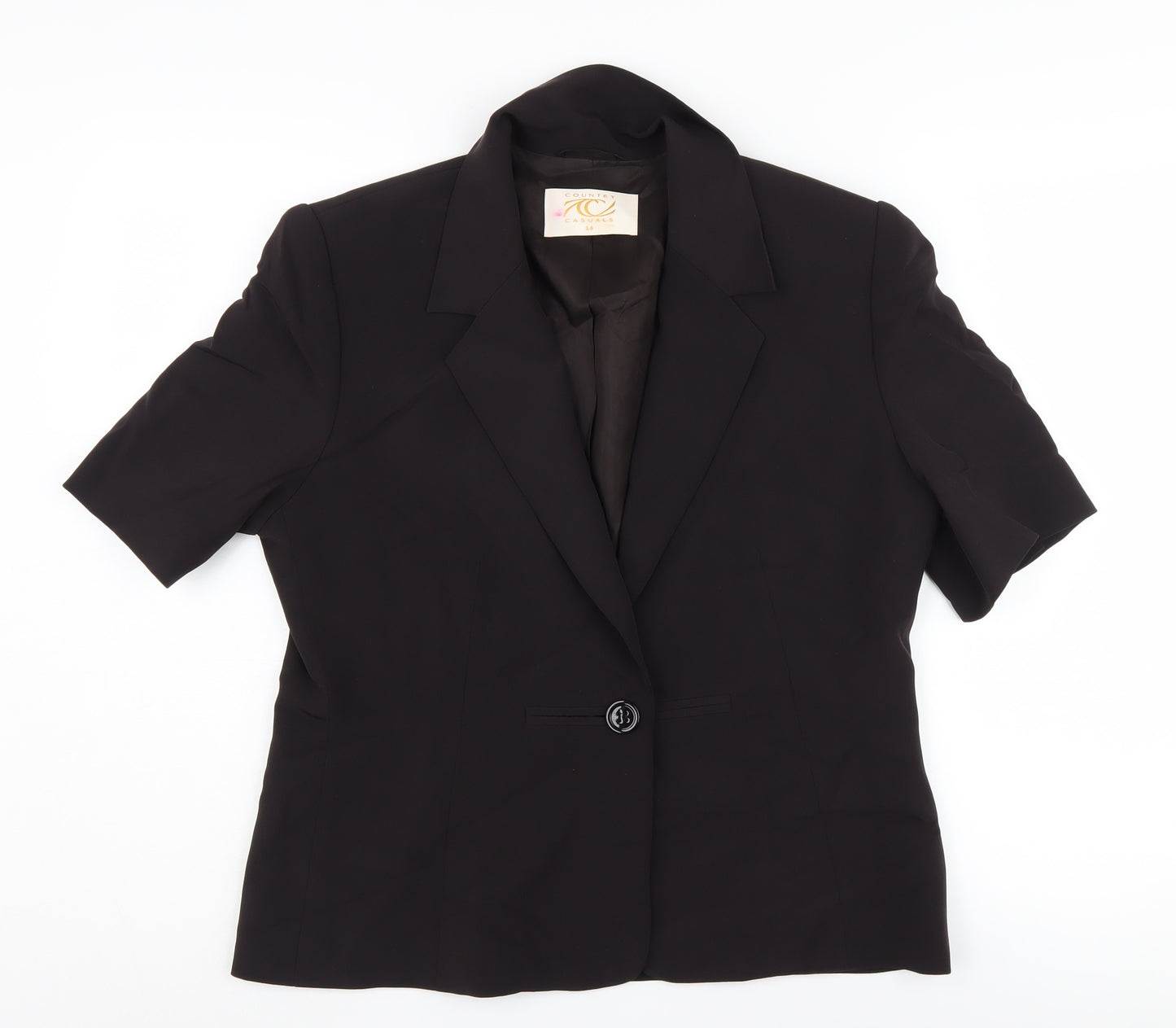 Country Casuals Women's Black Silk Blazer, Size 14