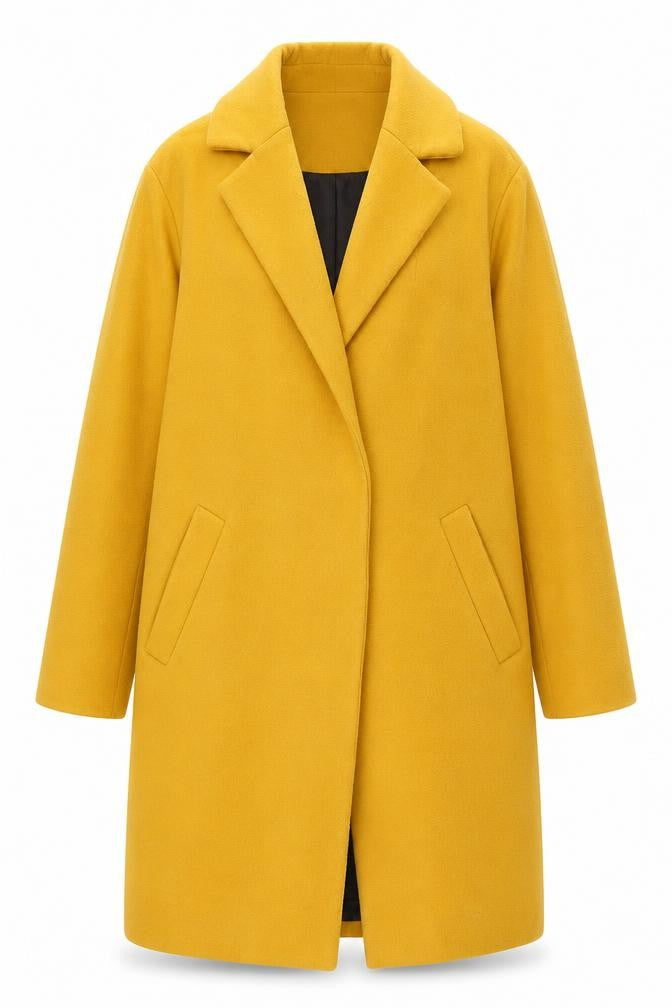 Front view of New Look Yellow Women's Overcoat, size 10, Regular Fit