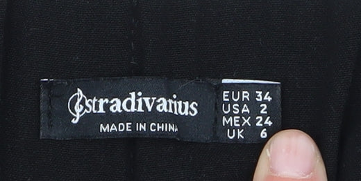 Stradivarius Women's Black Straight Trousers Size 6