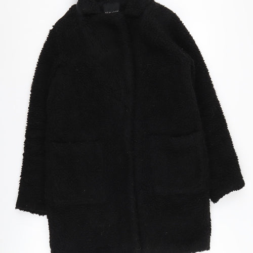 New Look Women's Black Coat Size 10 Mid-Length Snap Closure