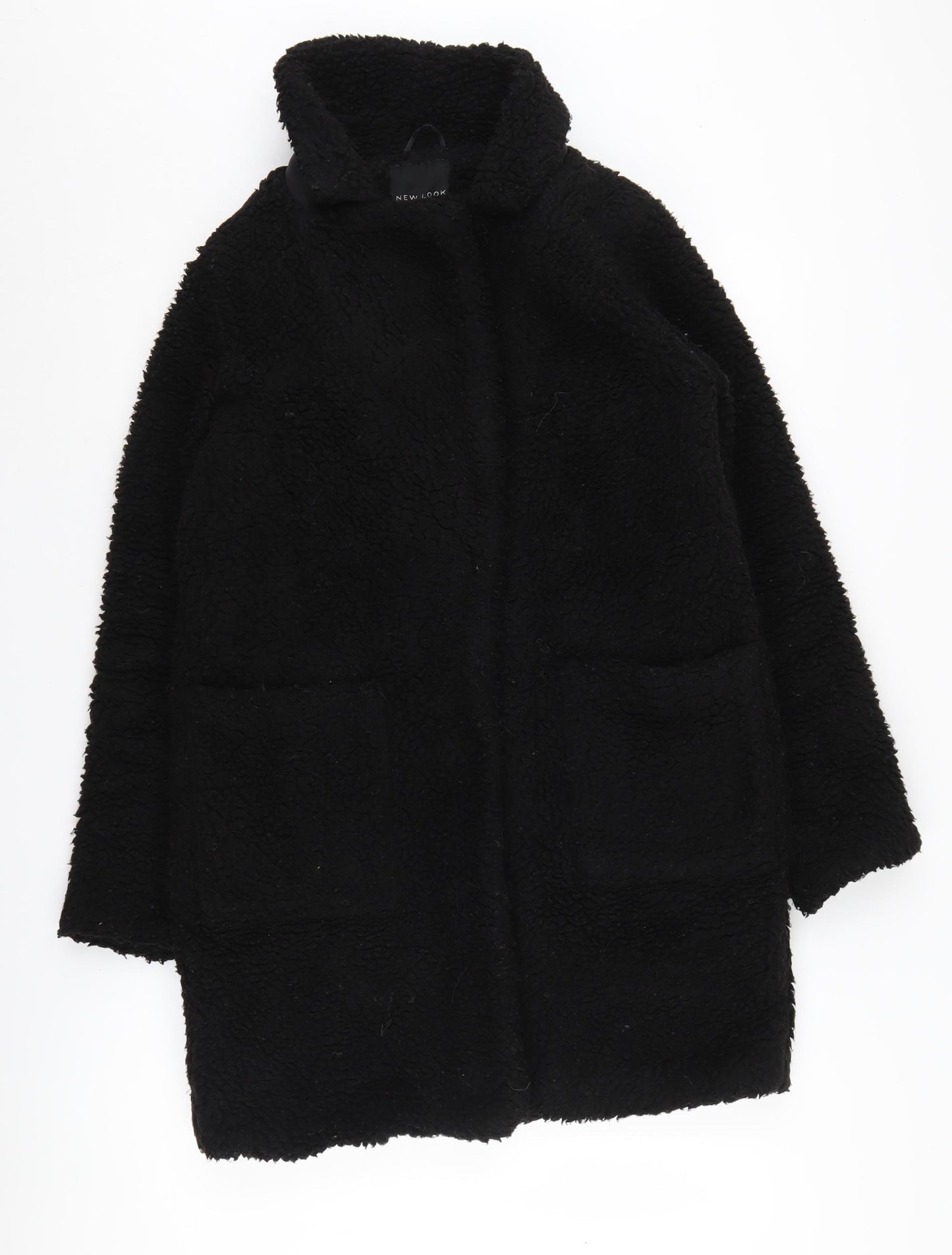 New Look Women's Black Coat Size 10 Mid-Length Snap Closure