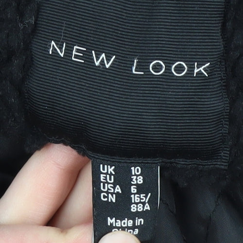 New Look Women's Black Coat Size 10 Mid-Length Snap Closure