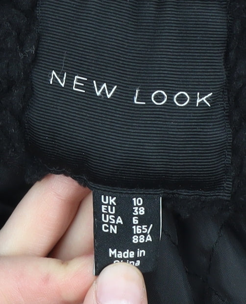 New Look Women's Black Coat Size 10 Mid-Length Snap Closure