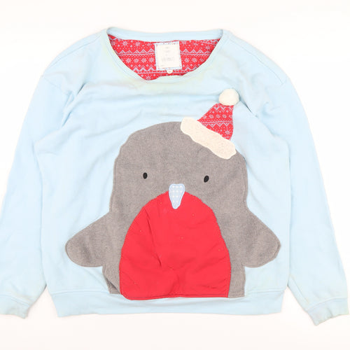 Next Women's Blue Penguin Nightshirt M Winter Fun