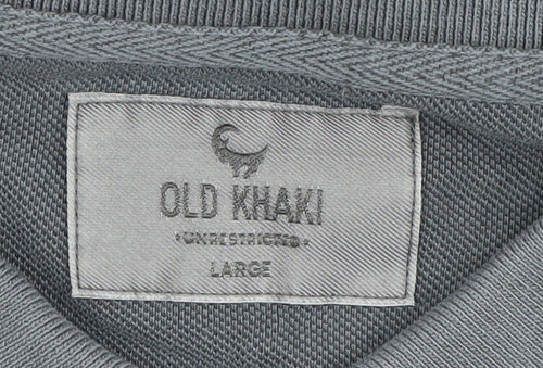 Old Khaki Men's Grey Large Polo Shirt, Cotton, Short Sleeve