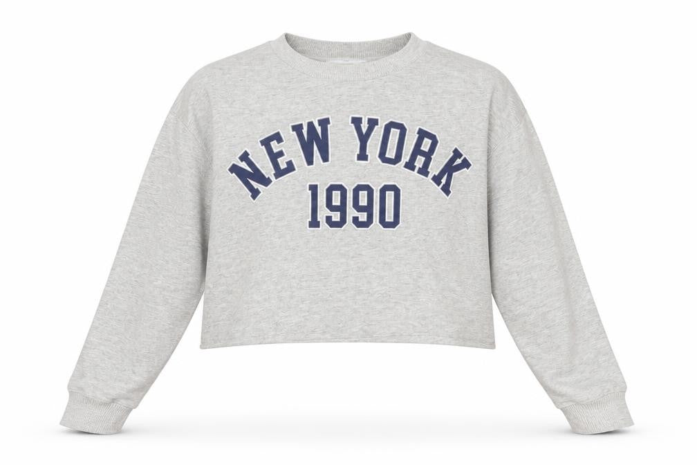 Front view of Mango Women’s Grey Pullover Sweatshirt, size UK 12