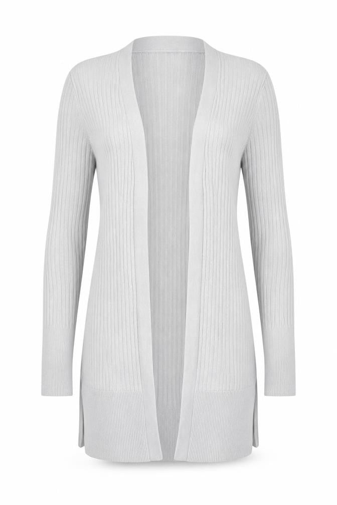 Front view of Oasis Women's Grey Cardigan XS Knit Long Sleeve