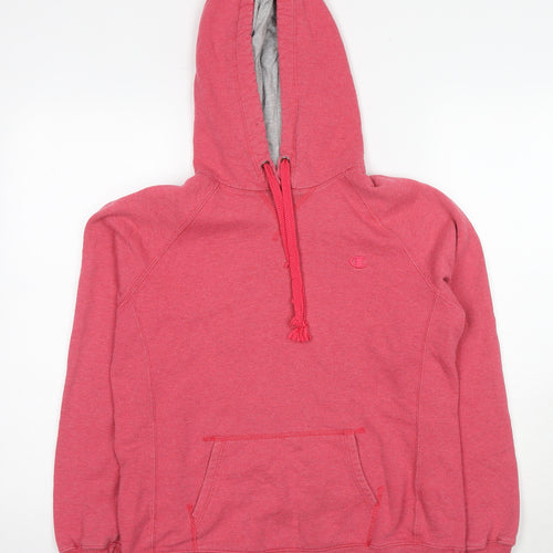 Champion Pink Pullover Hoodie, L Unisex, Logo, Casual