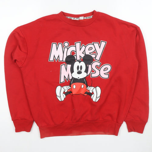 Disney Women's Red XS Mickey Mouse Pullover Sweatshirt