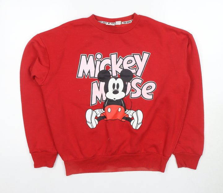 Disney Women's Red XS Mickey Mouse Pullover Sweatshirt