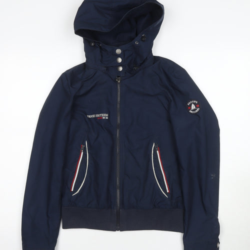 Brooks Brothers Boys Blue Bomber Jacket S, Hooded Casual