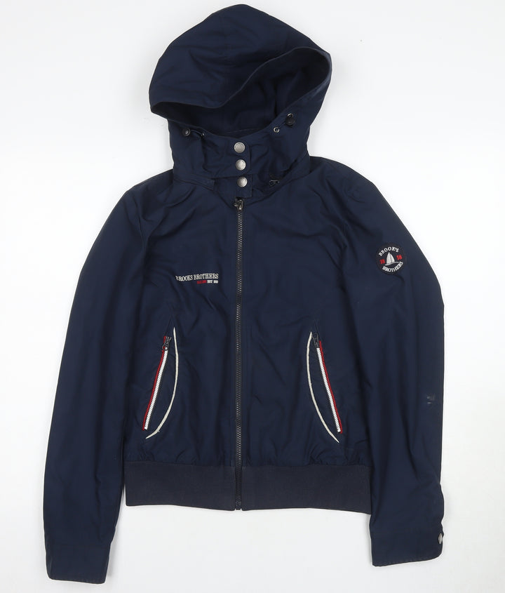 Brooks Brothers Boys Blue Bomber Jacket S, Hooded Casual