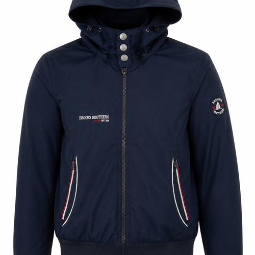 Brooks Brothers Boys Blue Bomber Jacket S, Hooded Casual