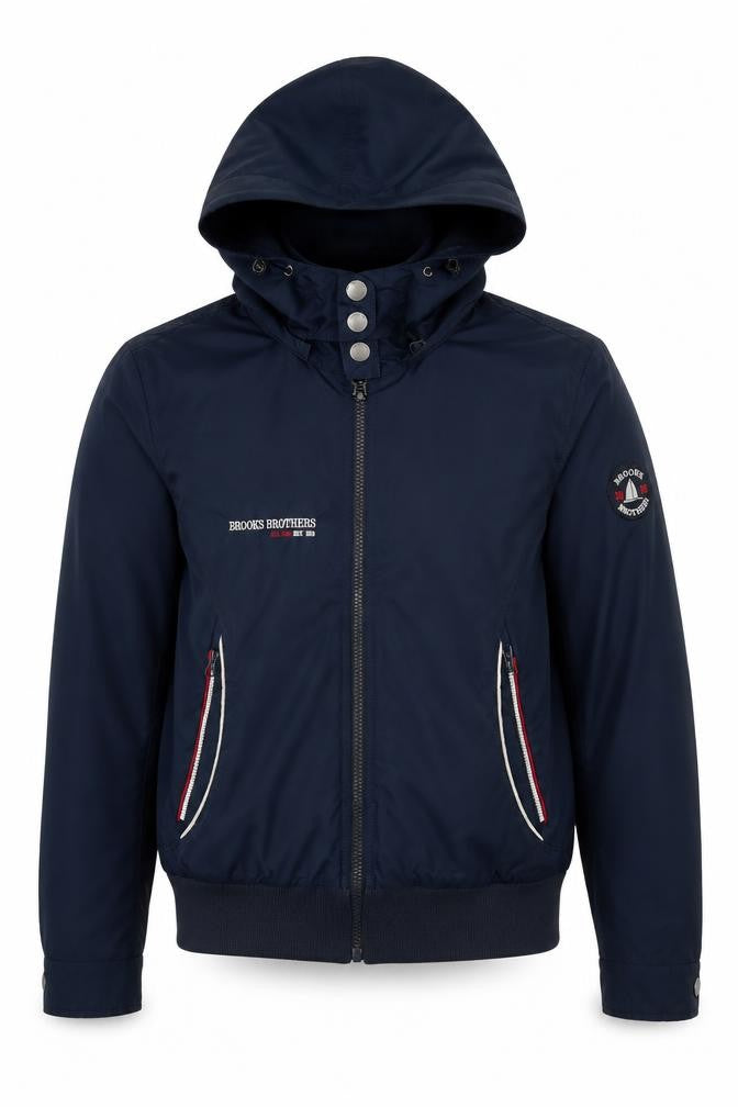 Brooks Brothers Boys Blue Bomber Jacket S, Hooded Casual