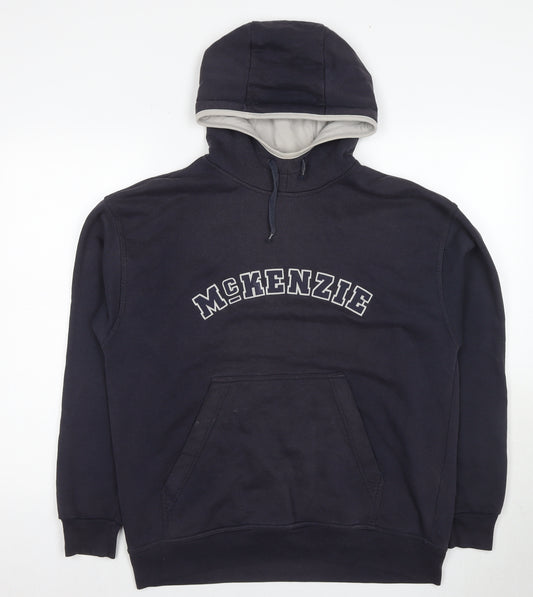 McKenzie Men's Black Hoodie, Size S, Logo Pullover