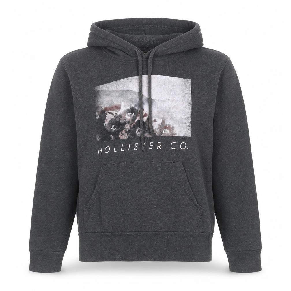 Front view of Hollister Women's Grey M Pullover Hoodie Logo