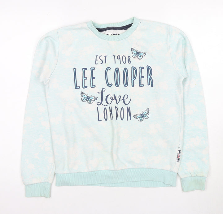 Lee Cooper Girls Blue Sweatshirt Pullover 13-14 Years Graphic