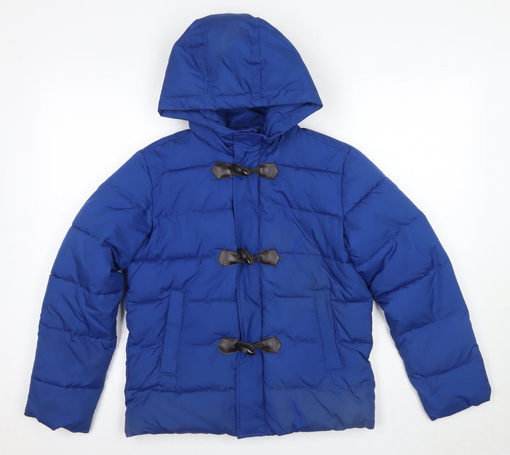 Benetton Boys Blue XL Puffer Jacket with Hood