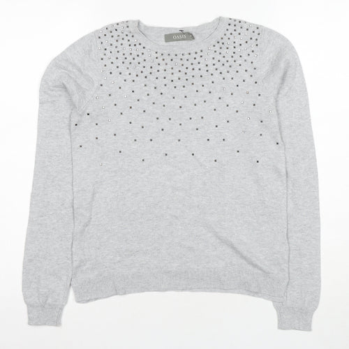 Oasis Women's Grey Studded Pullover Jumper XS