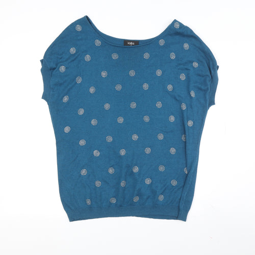 Klass Women's Blue Polka Dot Pullover Jumper M