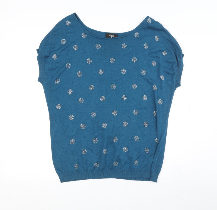 Klass Women's Blue Polka Dot Pullover Jumper M