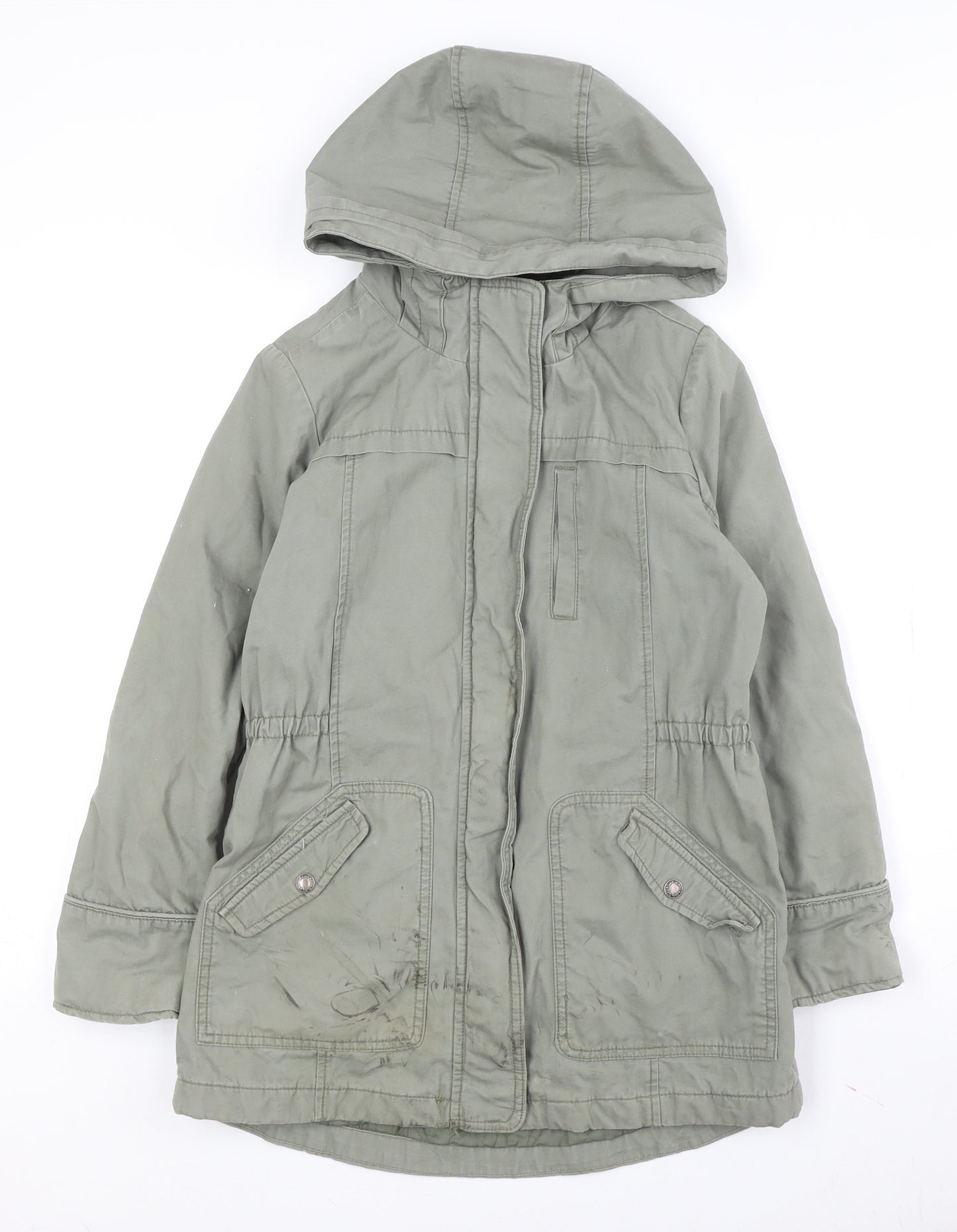 GAP Boys Green Parka 12-13 Years Hooded Mid-Length Jacket