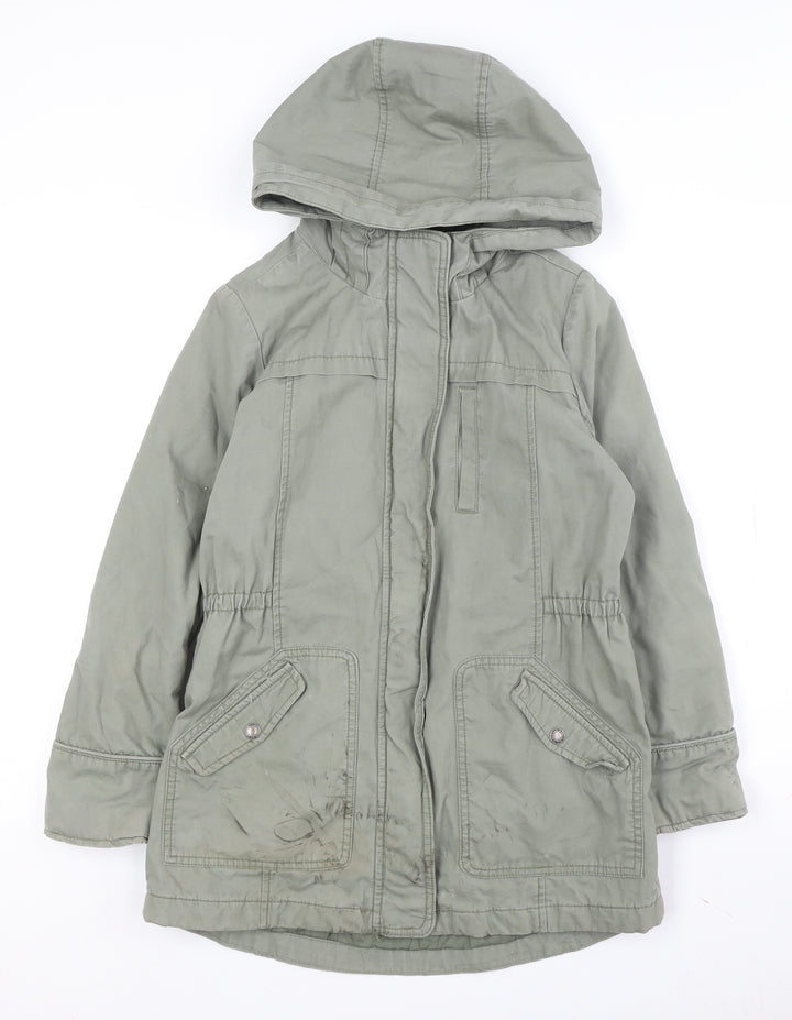 GAP Boys Green Parka 12-13 Years Hooded Mid-Length Jacket