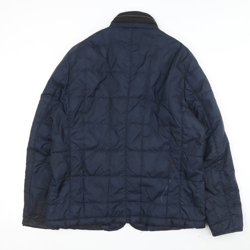 Zara Men XL Blue Puffer Jacket - Casual Stand-Up