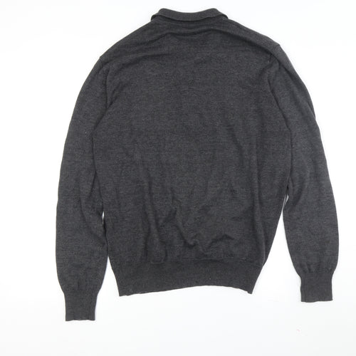 Brave Soul Men's Grey Collared Pullover Jumper L