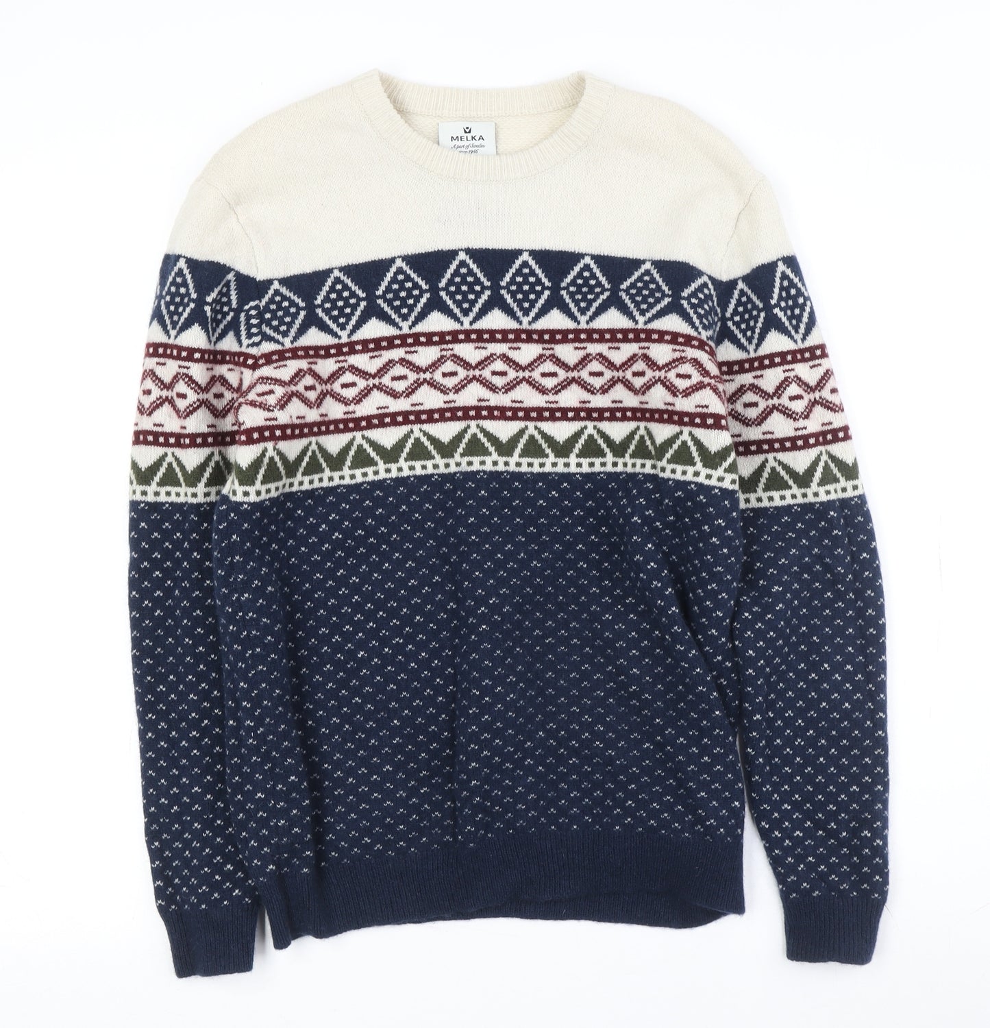 Melka Men's Multicoloured M Fair Isle Pullover Jumper
