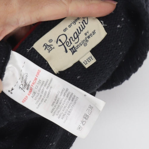 Penguin Boys Black Collared Cardigan 12-13 Years