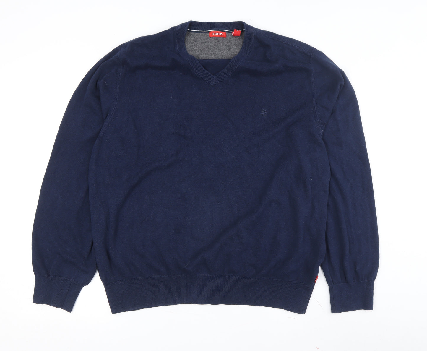 IZOD Men's Blue XL Cotton V-Neck Pullover Jumper