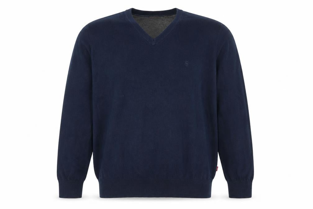 Front view of IZOD Men's Blue XL Cotton V-Neck jumper