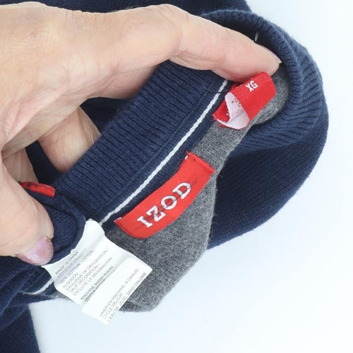 IZOD Men's Blue XL Cotton V-Neck Pullover Jumper