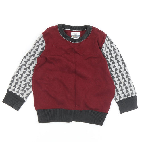 Mamas & Papas Boys Geometric Red Jumper Size 146