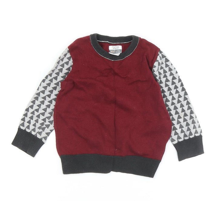 Mamas & Papas Boys Geometric Red Jumper Size 146