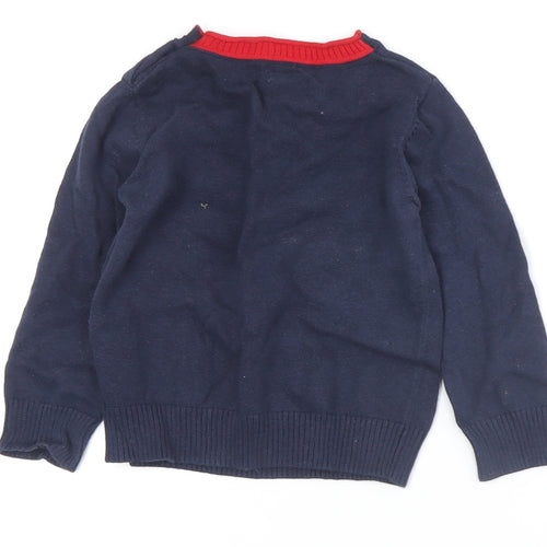 Mamas & Papas Boys Blue V-Neck Pullover Jumper 2-3 Years