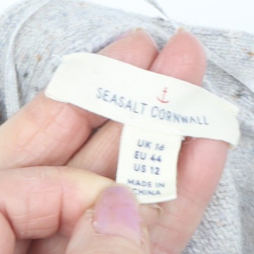 Seasalt Cornwall Grey Women's V-Neck Cardigan Size 16
