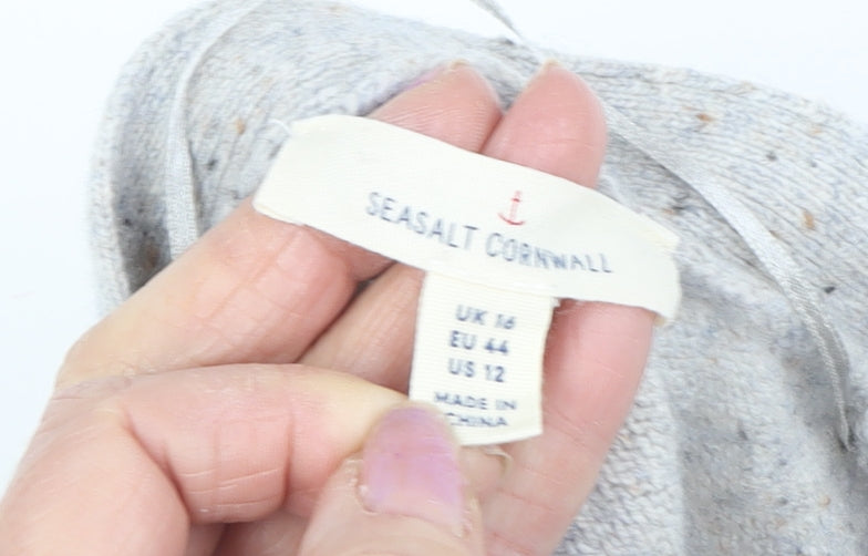 Seasalt Cornwall Grey Women's V-Neck Cardigan Size 16