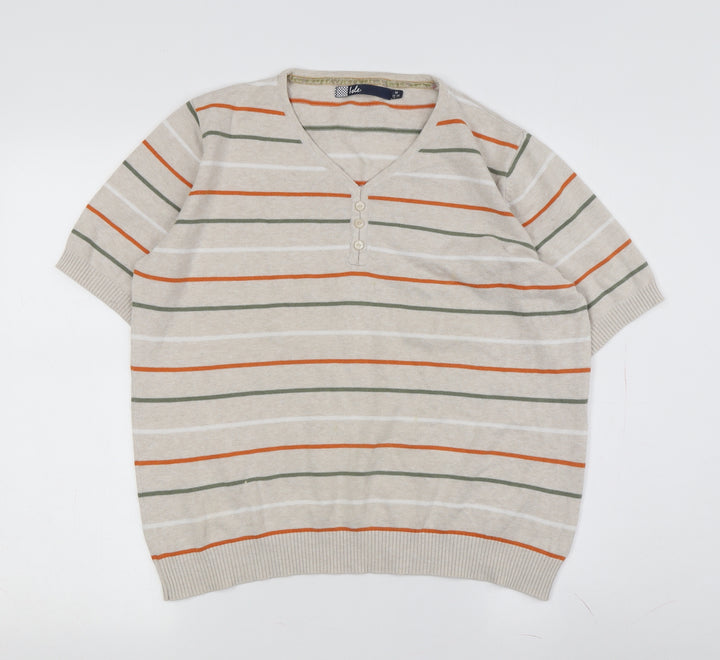 Wee Women's Beige V-Neck Henley Jumper, Size M
