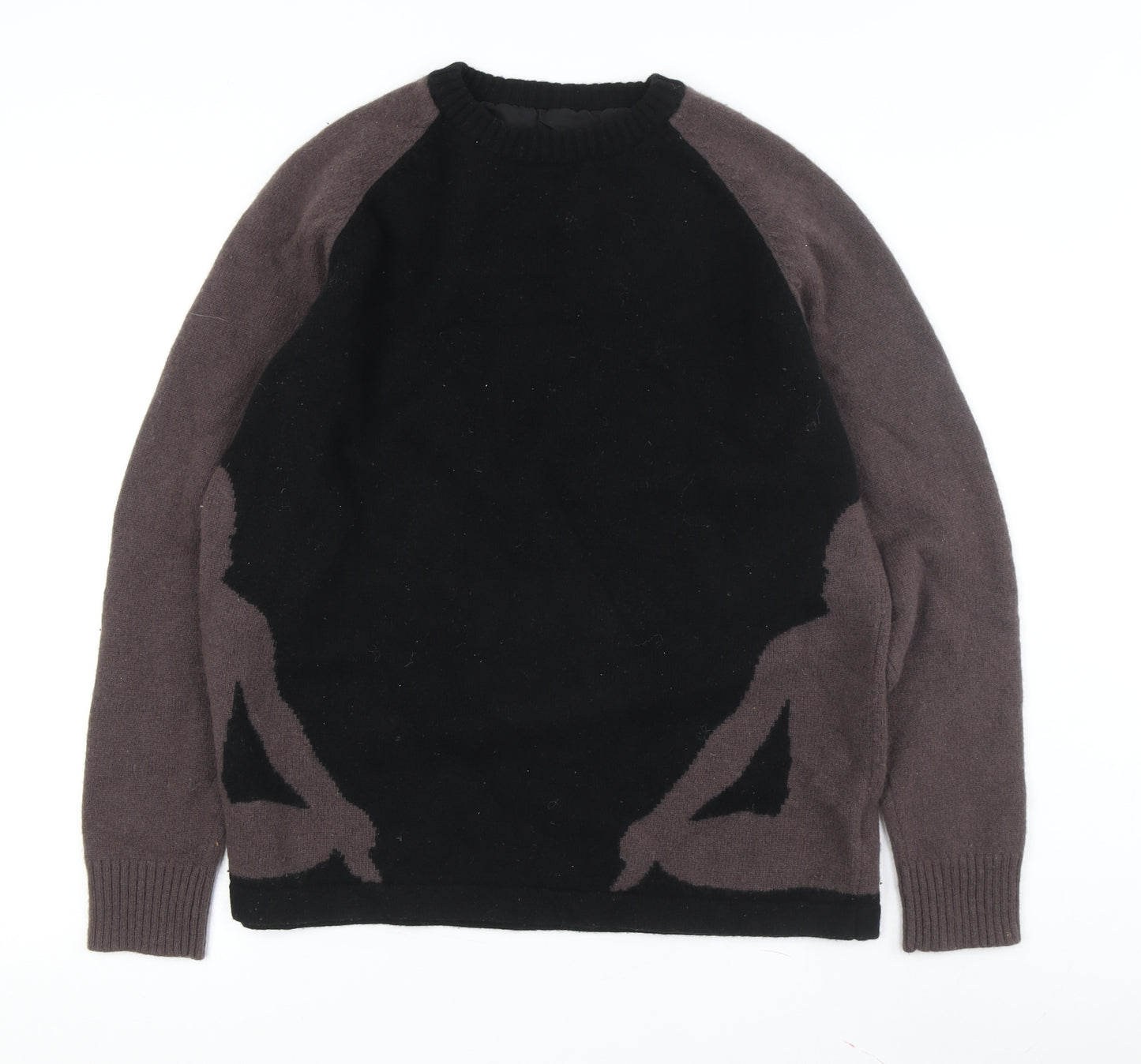 Blue Guru Men's Black Wool Nylon Pullover Jumper L